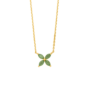 Halskette Leaf Flower, Aventurin, 18 Karat Gelbgold vergoldet