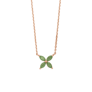 Halskette Leaf Flower, Aventurin, 18 Karat Rosegold vergoldet