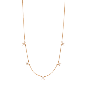 Halskette Leaf Flower Charms, 18 K Rosegold vergoldet
