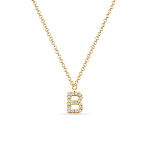 Halskette Letter B, 14 K Gelbgold mit Diamanten