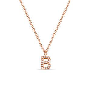 Halskette Letter B, 14 K Rosegold mit Diamanten