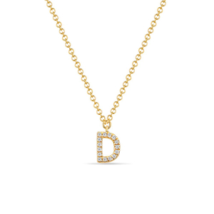 Halskette Letter D, 14 K Gelbgold mit Diamanten