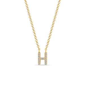 Halskette Letter H, 14 K Gelbgold mit Diamanten