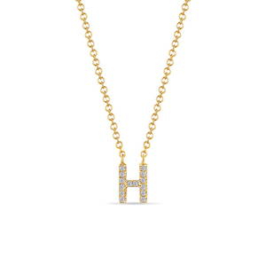 Halskette Letter H, 14 K Gelbgold mit Diamanten