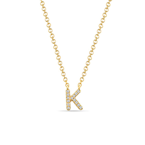 Halskette Letter K, 14 K Gelbgold mit Diamanten