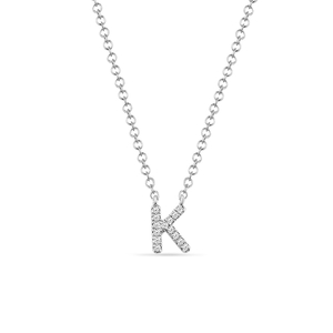 Halskette Letter K, 14 K Weißgold mit Diamanten