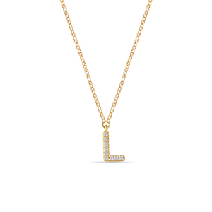 Halskette Letter L, 14 K Gelbgold mit Diamanten