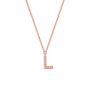 Halskette Letter L, 14 K Rosegold mit Diamanten