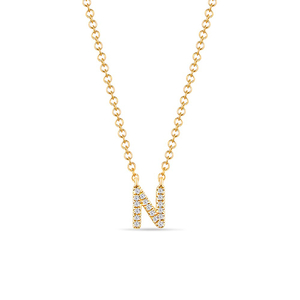 Halskette Letter N, 14 K Gelbgold mit Diamanten