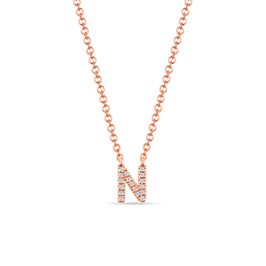 Halskette Letter N, 14 K Rosegold mit Diamanten