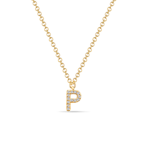 Halskette Letter P, 14 K Gelbgold mit Diamanten