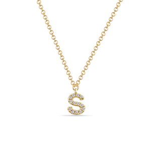 Halskette Letter S, 14 K Gelbgold mit Diamanten