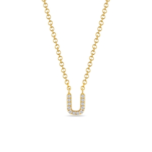 Halskette Letter U, 14 K Gelbgold mit Diamanten