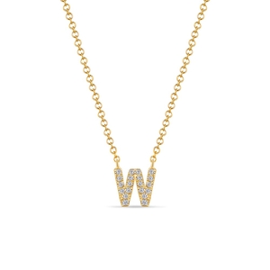 Halskette Letter W, 14 K Gelbgold mit Diamanten