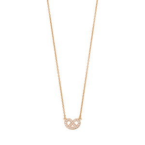 Halskette Mini Brezn mit Zirkonia, 18 Karat Rosegold vergoldet