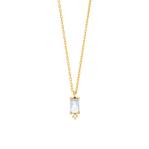 Halskette Mondstein SQUARE, 14 Karat Gelbgold