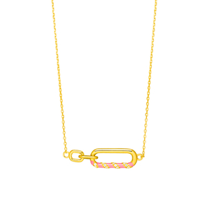 Halskette NEON TWIST, 18 Karat Gelbgold, Pink