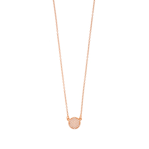 Halskette Pav mit Zirkonia, 18 Karat Rosegold vergoldet