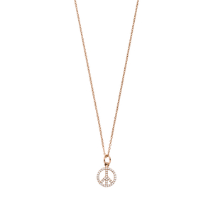 Halskette Peace mit Zirkonia, 18 K Rosegold vergoldet