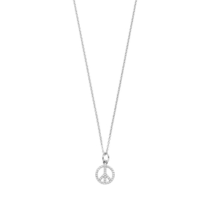 Halskette Peace mit Zirkonia, 925 Sterlingsilber