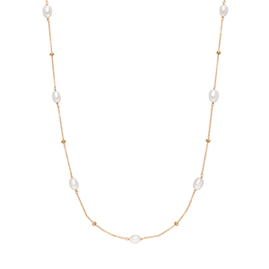 Halskette Perlen Basic, 18 Karat Rosegold vergoldet