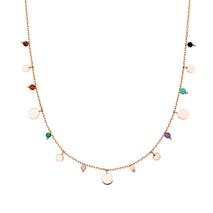 Halskette Platelet Mix, 18 Karat Rosegold vergoldet