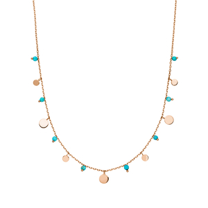 Halskette Platelet Trkis, 18 Karat Rosegold vergoldet