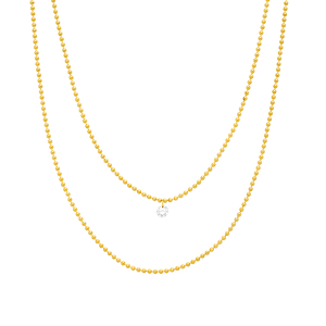 Halskette Pure Double, Diamant, 14 K Gelbgold