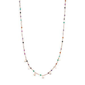 Halskette Rainbow, 18 Karat Rosegold vergoldet, Multi Gems