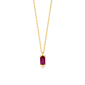 Halskette Rhodolith SQUARE, 14 Karat Gelbgold