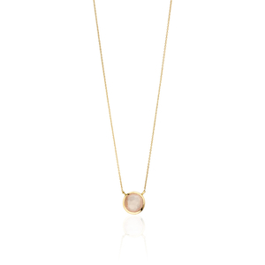 Halskette Rosenquarz, 14 Karat Gelbgold