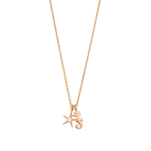 Halskette Seestern und Seepferdchen, 18 K Rosegold vergoldet