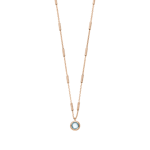 Halskette Solitr, Blauer Topaz, 18 K Rosegold vergoldet