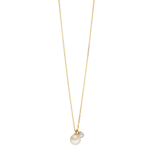 Halskette Two Drop, 18 Karat Gelbgold vergoldet, Perle/Bergkristall