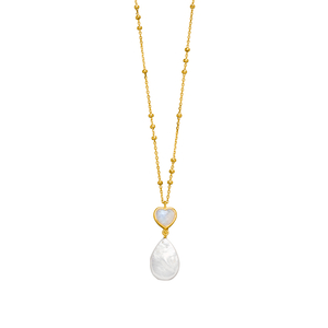Halskette VALENTINE PEARLS, Mondstein, 18 Karat Gelbgold vergoldet