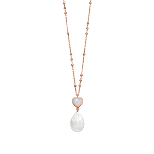 Halskette VALENTINE PEARLS, Mondstein, 18 Karat Rosegold vergoldet
