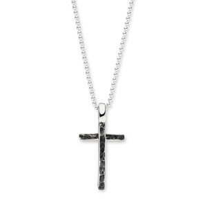 Herrenhalskette KREUZ black/bent, 925 Sterlingsilber