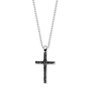 Herrenhalskette KREUZ black/white, 925 Sterlingsilber