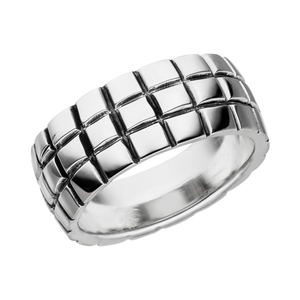 Herrenring CHECKERED, 925 Sterlingsilber