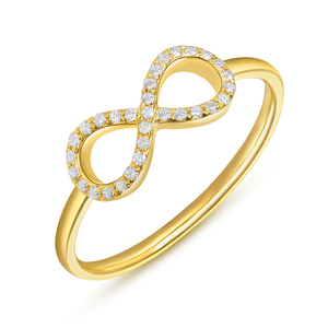 Infinityring mit Diamanten, 18 Karat Gelbgold