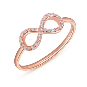 Infinityring mit Diamanten, 18 Karat Rosegold