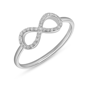Infinityring mit Diamanten, 18 Karat Weigold