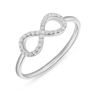 Infinityring mit Diamanten, 18 Karat Weigold