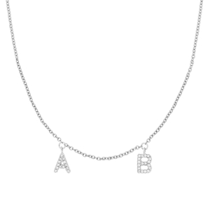 Initialen-Halskette mit 2 Anhngern, 45 cm, 14 Karat Weigold