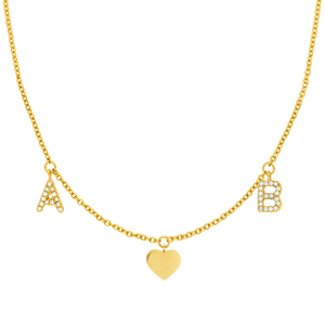 Initialen-Halskette mit 2 Buchstaben & Wunschanh�nger, 14 Karat Gelbgold
