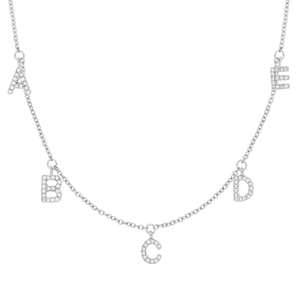 Initialen-Halskette mit 5 Anhngern, 45 cm, 14 Karat Weigold