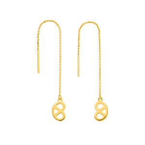 Kettenohrhnger Brezn mit Zirkonia, 18 K Gelbgold vergoldet