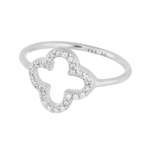Kleeblatt Ring mit Zirkonia, 925 Sterlingsilber