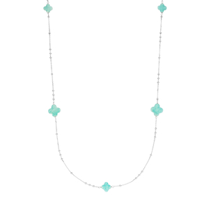 Lange Halskette Clover, Amazonit, 925 Sterlingsilber