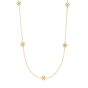 Lange Halskette Clover Charm, 18 Karat Gelbgold vergoldet